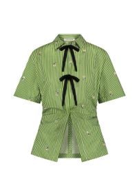 Lela Rose Embroidered bow-front Top Green at Farfetch